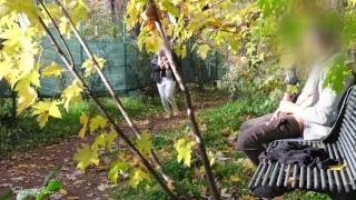 DICKFLASH in the PARK: a slutty milf can&rsquo;t resist to give a me a hard titty fuck